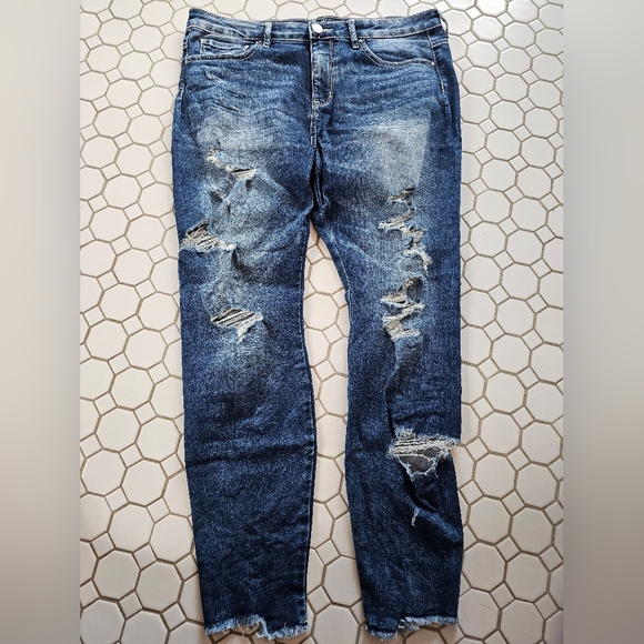 Bootlegger Denim - Women's Distressed Blue Skinny Jeans